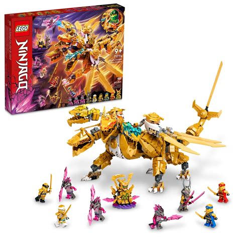 Buy LEGO NINJAGO Lloyd’s Golden Ultra Dragon Toy for Kids, 71774 Large 4 Headed Action Figure ...