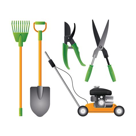 Essential Realistic Gardening Tools Colorful Set 223242 Vector Art at ...