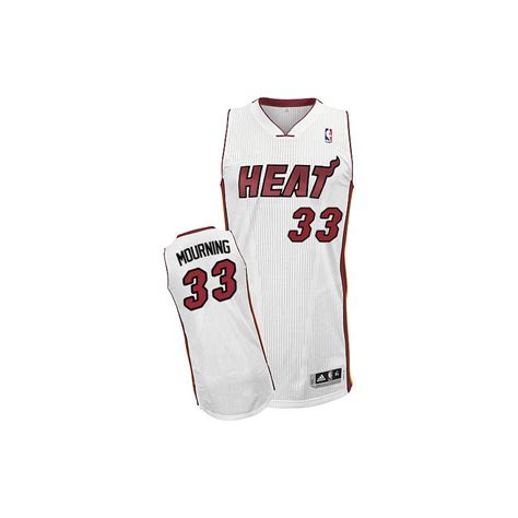 Men's Miami Heat Alonzo Mourning Authentic White Home Adidas Jersey