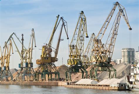 Port with cargo cranes stock image. Image of raise, nautical - 6601463