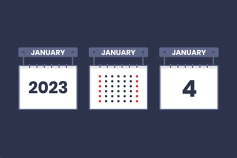 2023 calendar design January 4 icon. 4th January calendar schedule, appointment, important date ...