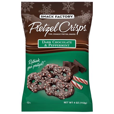 Snack Factory Pretzel Crisps Holiday Peppermint Dark Chocolate Covered Pretzels, 4 Oz - Walmart.com