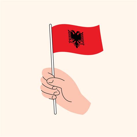 Cartoon Hand Holding Albanian Flag, Isolated Vector Drawing. 27003086 ...