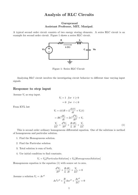 (PDF) Analysis of RLC Circuits