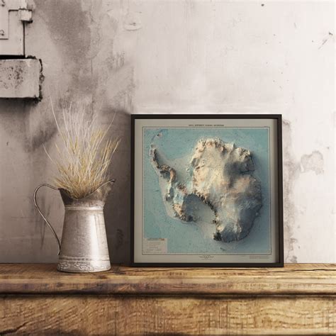 Map of Antarctica Relief Map of Antarctica Antarctica Vintage Map Antarctica Topo Map Antarctica ...