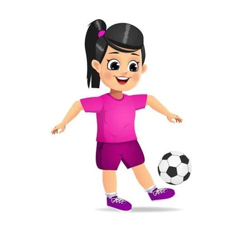 Cute girl kid playing soccer ~ Clip Art #154963379 - Clip Art Library