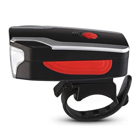 2599 Bicycle Headlight Bike Horn USB Charging Front Light with Anti-theft Alarm - Red ...