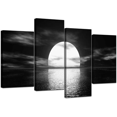 Black and White Canvas - Ocean Sunset Canvas Wall Art