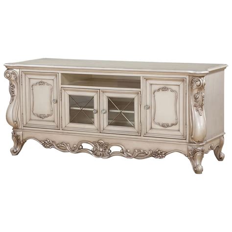 Acme Furniture Gorsedd Traditional 4-Door Antique White TV Stand | Dream Home Interiors | TV Stands