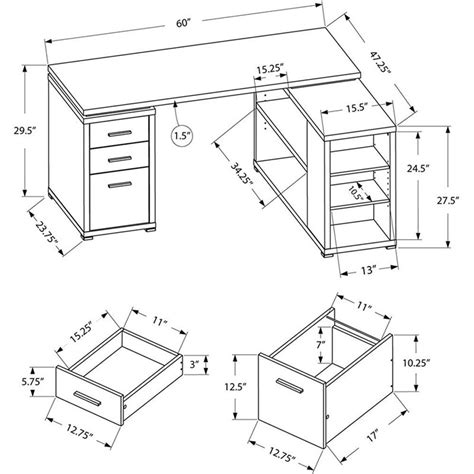 Bowery Hill Adjustable L Shaped Computer Desk in Natural | L shaped corner desk, Monarch ...