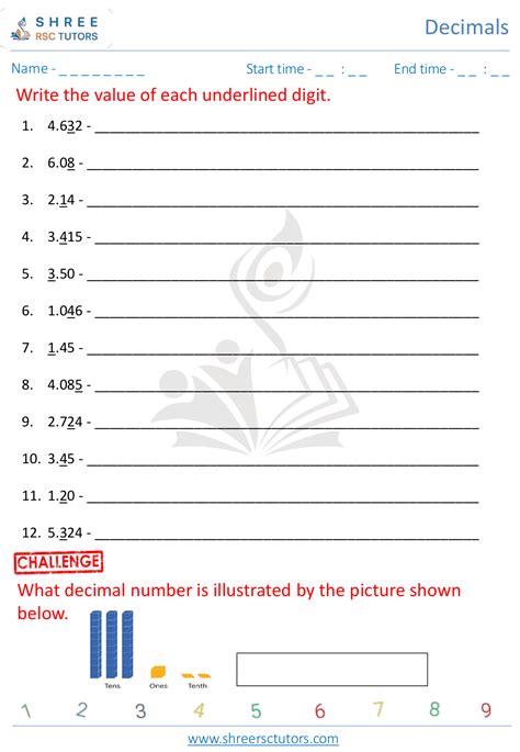 Decimal place value worksheets for Grade 3 Maths | shree rsc tutors