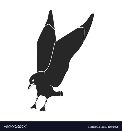 Bird gull iconblack logo isolated Royalty Free Vector Image