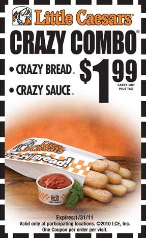 Spend Freely: Little Caesars: $1.99 Crazy Bread