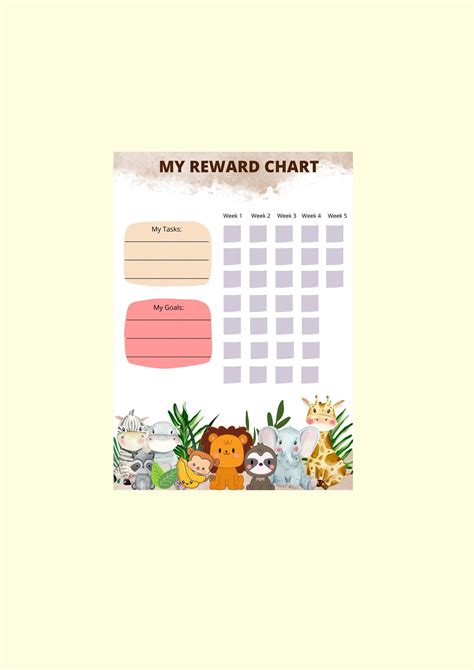 Reward Chart for Kids Printable Animal Chart Daily Chore - Etsy