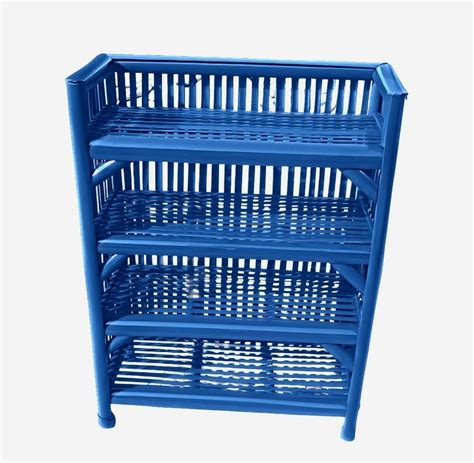 Paint Coated Blue Bamboo Cane Shoe Rack, 4 Shelves, Free Standing at Rs 700 in Bareilly