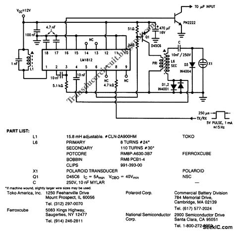 Ultrasonic Electrostatic Transducer for Ultrasonic Measurement ~ Transducer Circuit Diagram