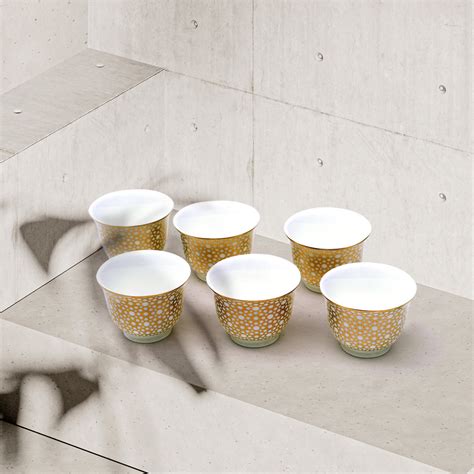 Set of 6 Studio Gold Arabic Coffee Cups - Plum.ae