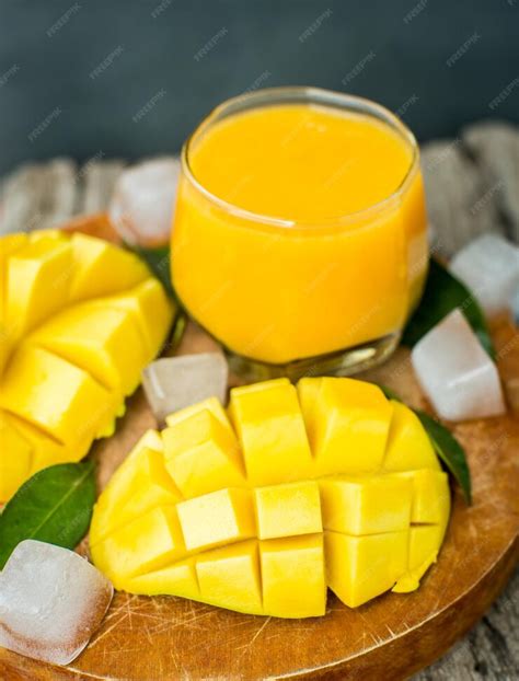 Free Photo | Mango shake fresh tropical fruit smoothies