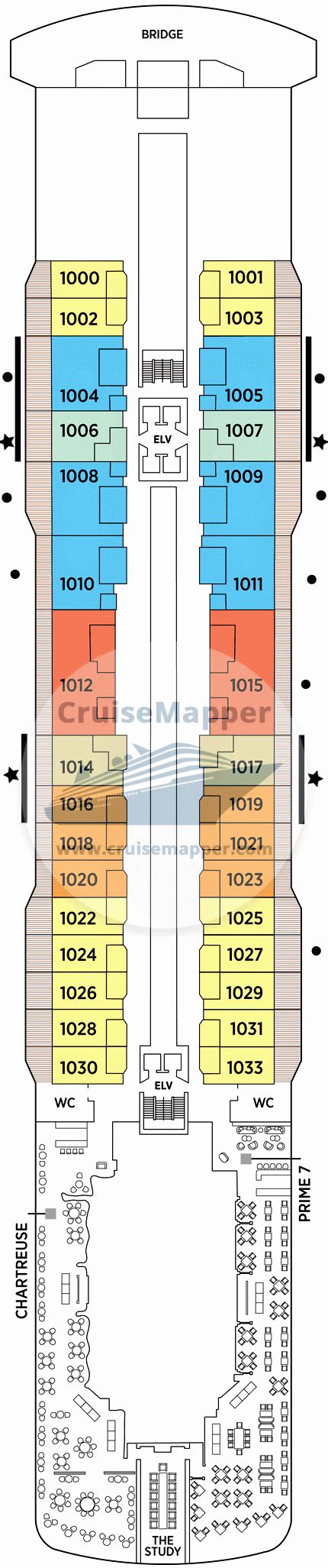 Seven Seas Grandeur deck 10 plan | CruiseMapper