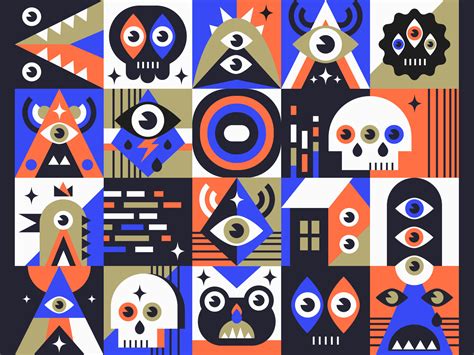 Monsters Geometric Pattern by Zivile Zickute on Dribbble