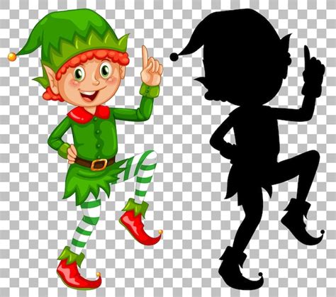 Free Vector | Happy elf and its silhouette