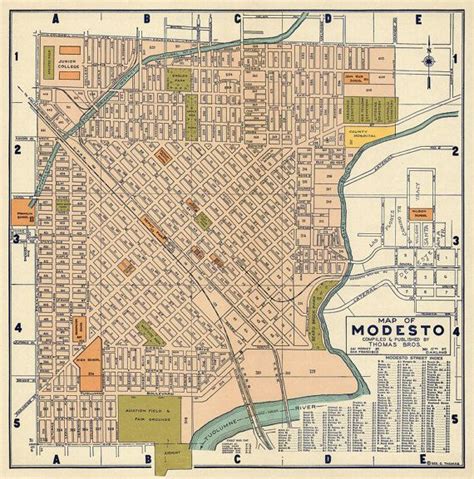 Old map of Modesto Vintage city plan restored Fine print | Etsy | Old map, Modesto, City