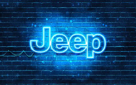 Jeep blue logo blue brickwall, Jeep logo, cars brands, Jeep neon logo, Jeep, HD wallpaper | Peakpx