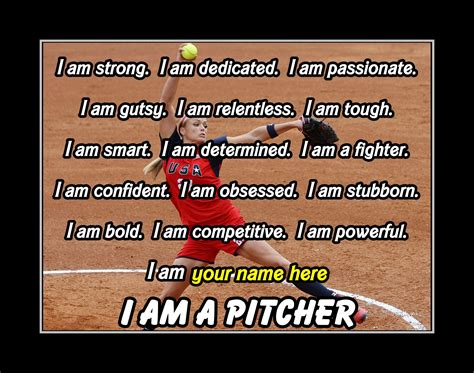 Personalized Jennie Finch 'I am a Pitcher' Quote Poster, Softball Motivational Wall Art ...