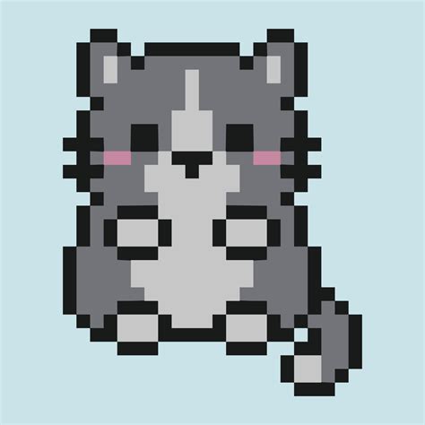 Cute pixel 8 bit cat isolated on blue background 15435020 Vector Art at ...