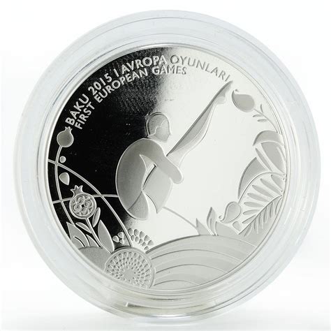 Azerbaijan 5 manat European Games in Baku Diving silver coin 2015 ...