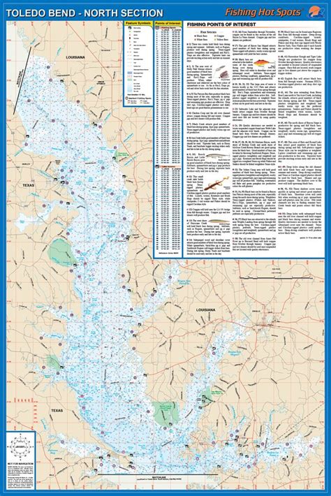 Toledo Bend Reservoir (South Section) Texas/Louisiana Waterproof Map (Fishing Hot Spots) | Lakes ...