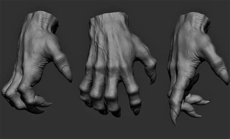 3D file 3 Creature hand poses 👹・3D printable design to download・Cults