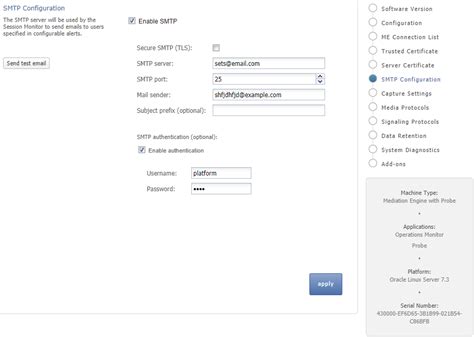 Configuring the SMTP Settings