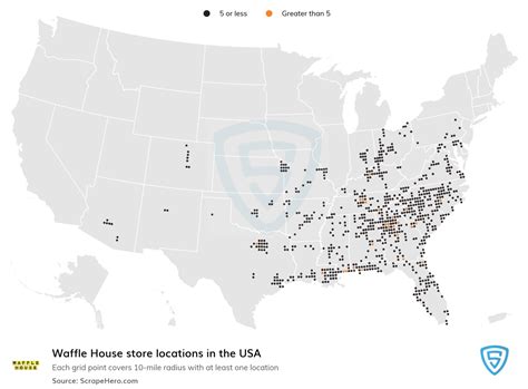 Waffle House store locations in the USA. - Maps on the Web