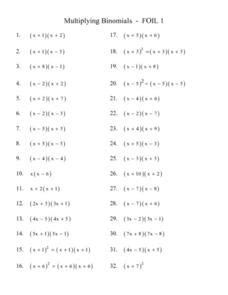 Multiplying Binomials - FOIL I Lesson Plan for 9th - 10th Grade ...