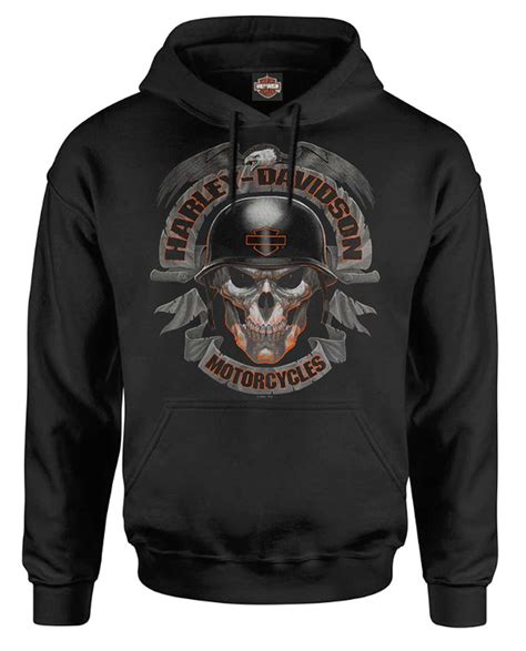 Harley-Davidson Men's Ghoulish Biker Skull Pullover Cotton-Blend Hoodie, Black | eBay