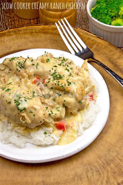 Slow Cooker Creamy Ranch Chicken - The Midnight Baker