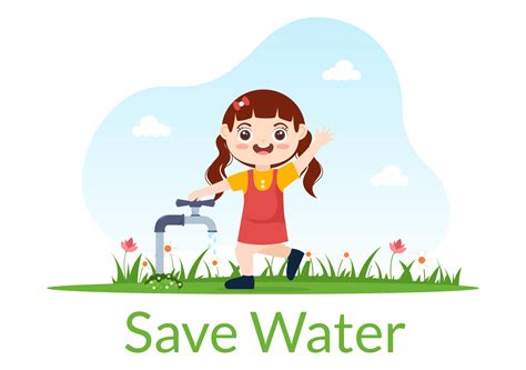 Water Saving Templates Hand Drawn Flat Cartoon Illustration for Mineral ...