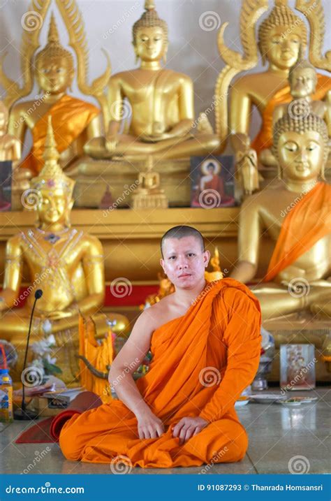 Thai Monk Meditation in the Temple Editorial Stock Photo - Image of ...