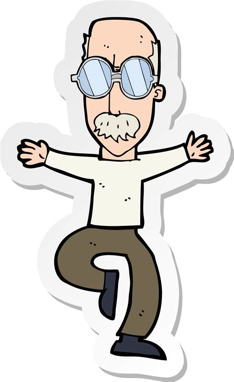 sticker of a cartoon old man wearing big glasses 8472141 Vector Art at Vecteezy