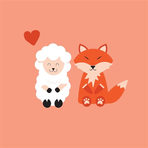 sheep and fox are friendly and happy to stay together and love their ...