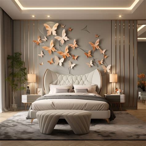 Luxurious Bedrooms with Butterfly Wall Art and Earth Tones | Living ...