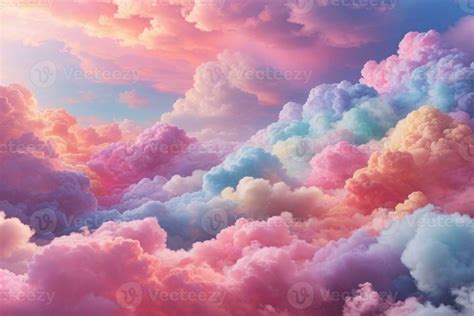 Rainbow Cotton Candy Clouds Background,Cotton Candy Clouds, Genarative ...