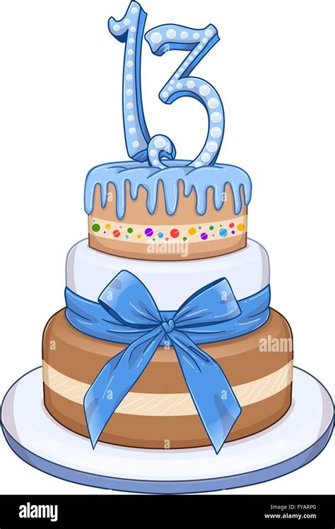 Vector illustration of 3 floors blue cake with the number 13 on top for Bar Mitzvah Stock Vector ...