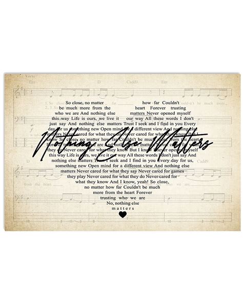 Nothing Else Matters Lyrics Poster Metallica Music Horizontal Poster | Lyric poster, Metallica ...