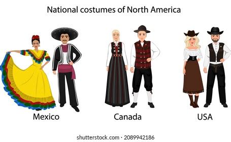 National Costumes People North America Woman Stock Vector (Royalty Free ...