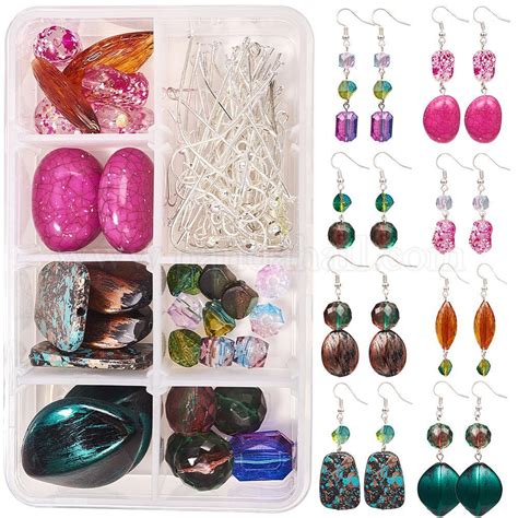 Shop SUNNYCLUE 1 Box DIY 8 Pairs Acrylic Beaded Dangle Earring Making ...