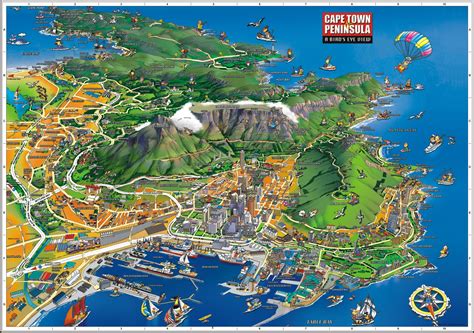 Cape Town Birds Eye View Map - Cape Town Africa • mappery