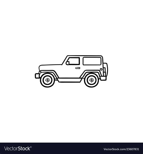 Jeep hand drawn outline doodle icon Royalty Free Vector