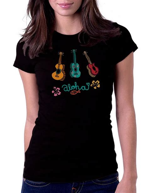 Women's T Shirt 3D Women Tops Tee Tops Cool Funny T Shirt Ukulele Aloha ...